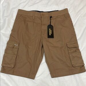 NWT Stanley Flex Stretch Workwear Relaxed Tan Cargo Shorts Cotton Blend, 32